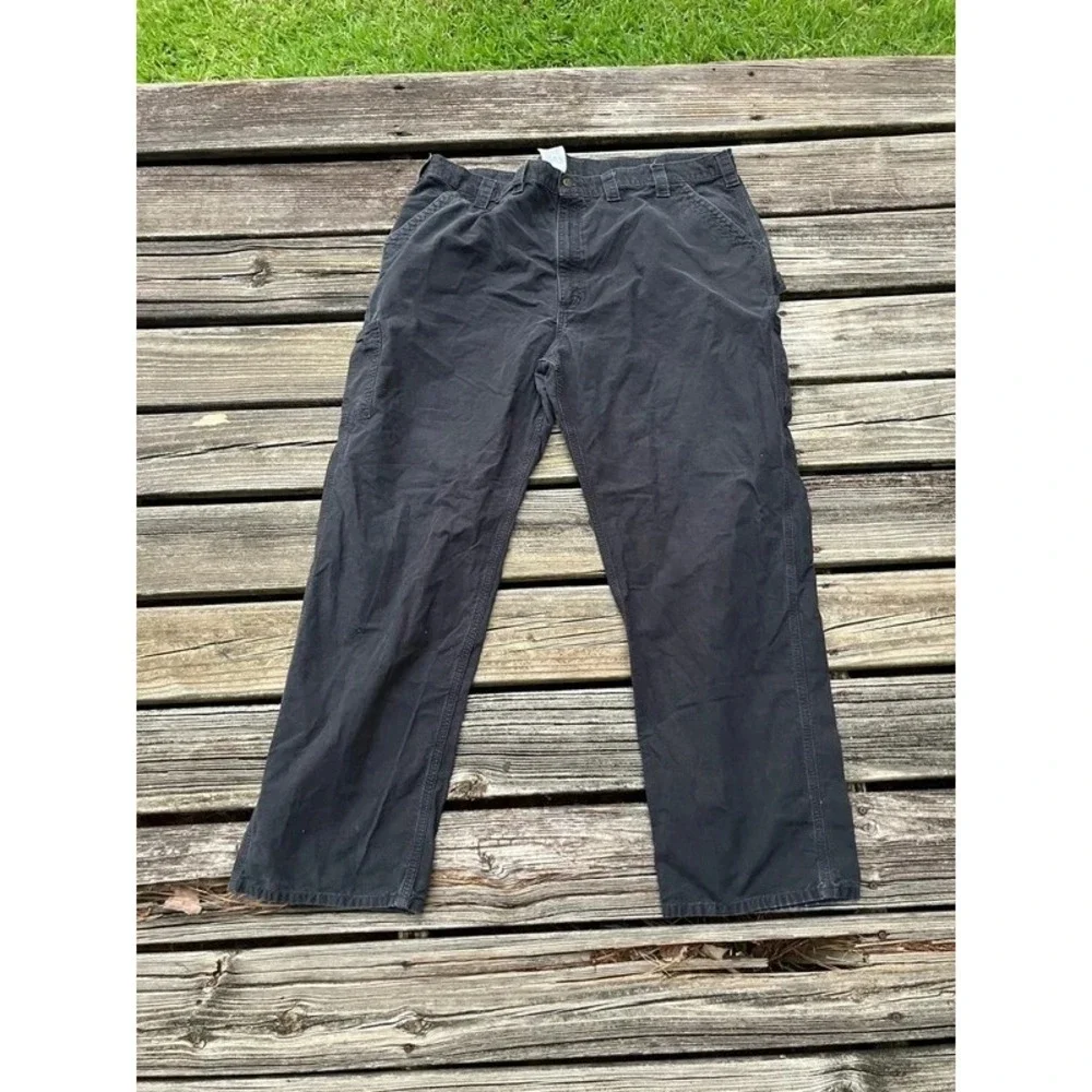 Carhartt Pants Mens 46x34 Black Dungaree Fit B11 Utility Work Carpenter Cotton